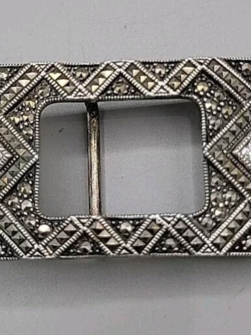 JJ Sterling Silver Judith Jack Belt Buckle 925 Rhinestone Marcasite Jeweled - Picture 6 of 10